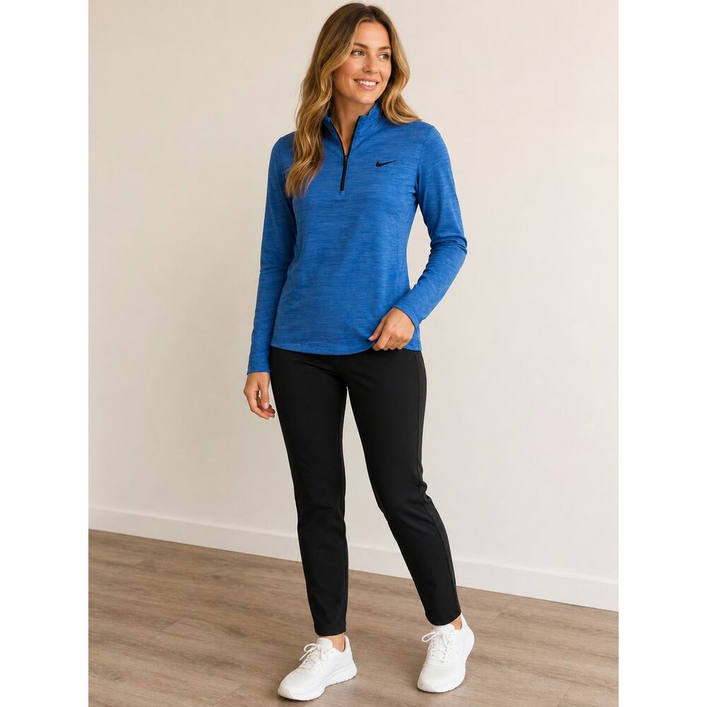 LR1212 Nike Dri Fit Blue Quarter Zip Pullover Womens Small Athletic Running Top